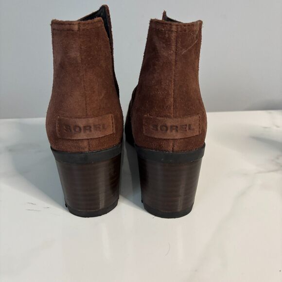Sorel Women Cate Cut Out Bootie Ankle Boot Block Heel Round Toe Brown Size 8 - Picture 6 of 8
